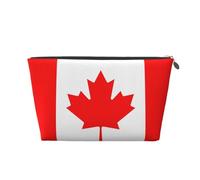 Silver Leather Travel Toiletry Bag â€“ Reusable Canadian Flag Print Storage Bag, Toiletry Shaving Kit for Daily Use, Vacation