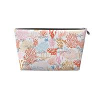 Silver Leather Travel Toiletry Bag â€“ Reusable Coral Reef Print Storage Bag, Toiletry Shaving Kit for Daily Use, Vacation