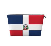 Silver Leather Travel Toiletry Bag - Dominican Republic Print Cosmetic Makeup Organizer Pouch, Portable Storage for Men and Women