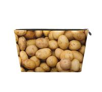 Silver Leather Travel Toiletry Bag - Garden Potatoes Print Cosmetic Makeup Organizer Pouch, Portable Storage for Men and Women
