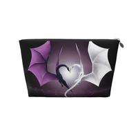 Silver Leather Travel Toiletry Bag - Purple and Wirte Dragons Print Cosmetic Makeup Organizer Pouch, Portable Storage for Men and Women