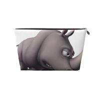 Silver Leather Travel Toiletry Bag - Reusable Angry Rhino Print Storage Bag, Toiletry Shaving Kit for Daily Use, Vacation