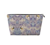Silver Leather Travel Toiletry Bag - Reusable Bee Flying Print Storage Bag, Toiletry Shaving Kit for Daily Use, Vacation