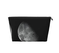 Silver Leather Travel Toiletry Bag - Reusable Black Background Moon Print Storage Bag, Toiletry Shaving Kit for Daily Use, Vacation