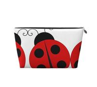 Silver Leather Travel Toiletry Bag - Reusable Cartoon Ladybug Print Storage Bag, Toiletry Shaving Kit for Daily Use, Vacation