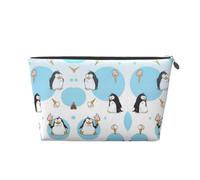 Silver Leather Travel Toiletry Bag - Reusable Cute Penguins Print Storage Bag, Toiletry Shaving Kit for Daily Use, Vacation