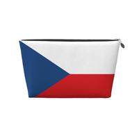 Silver Leather Travel Toiletry Bag - Reusable Flag of The Czech Republic Print Storage Bag, Toiletry Shaving Kit for Daily Use, Vacation