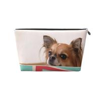 Silver Leather Travel Toiletry Bag - Reusable Papillon in The Box Print Storage Bag, Toiletry Shaving Kit for Daily Use, Vacation