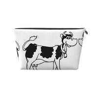 Silver Leather Travel Toiletry Bag - Reusable White and Black Cow Print Storage Bag, Toiletry Shaving Kit for Daily Use, Vacation
