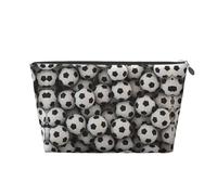 Silver Leather Travel Toiletry Bag - Spacious Soccer Sea Cosmetic Makeup Accessories Organizer, Women's Purse with Zipper