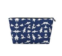 Silver Leather Travel Toiletry Bag - Spacious Various Sea Fish Pattern Cosmetic Makeup Accessories Organizer, Women's Purse with Zipper