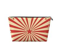 Silver Leather Travel Toiletry Bag - Vintage Circus Background Print Cosmetic Makeup Organizer Pouch, Portable Storage for Men and Women