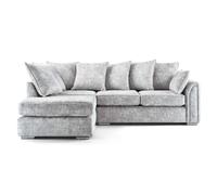 (Silver, Left Hand Facing) Ariana Fabric Corner Sofa with Footstool