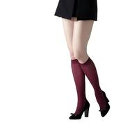 Silver Legs Knee High Socks with Ribbed Texture, Semi-Opaque, 4 Bright Colour Options, UK Shoe Sizes 3-8 (Nylon, Burgundy)