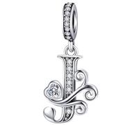 Silver Letter Charm Fit for Pandora Charms Bracelet Alphabet Initial Dangle Charms Jewelry Gifts for Women J
