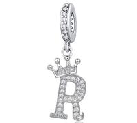 Silver Letter Charm Fit for Pandora Charms Bracelet Alphabet Initial Dangle Crown Charms Jewelry Gifts for Women R
