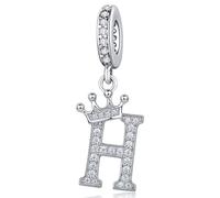 Silver Letter Charm Fit for Pandora Charms Bracelet Alphabet Initial Dangle Crown Charms Jewelry Gifts for Women H