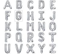 (Silver, Letter J) 16" Letters Numbers Foil Balloons Air Filled Self Inflating Decorations