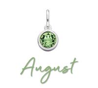 Silver Light Green Cubic Zirconia Birthstone Charm - August - Z4208