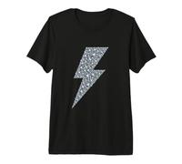 Silver Lightning Bolt Design - Glam Rock Electric Flash Premium T-Shirt