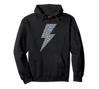 Silver Lightning Bolt Design - Glam Rock Electric Flash Pullover Hoodie
