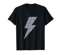 Silver Lightning Bolt Design - Glam Rock Electric Flash Value Graphic T-Shirt