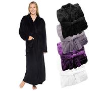 Silver Lilly Lightweight Full Length Kimono Robe For Women - Plush Comfy Long Bathrobe by (Sizes Small - Plus Size XXL) - Black - Small/Medium