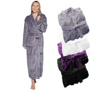 Silver Lilly Premium Womens Robe with Shawl Collar, Plush Bath Robe for Women, Fluffy, Warm, Fleece Women's Bathrobe, Light Gray, XXL/3XL