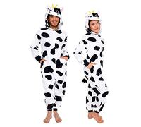 Silver Lilly Slim Fit Animal Pajamas - Adult One Piece Cosplay Cow Costume (Black/White, Medium)
