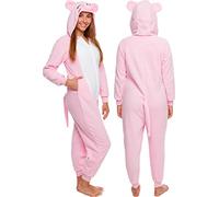 Silver Lilly Slim Fit Animal Pajamas - Adult One Piece Cosplay Pig Costume - Pink - Medium