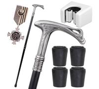 Silver Line Scepter Walking Cane Hiking Staff Mobility Stick Lightweight Aluminum Alloy Handmade British Style Decorative Cane for Men Women Senior