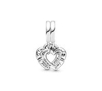 Silver Linked Sister Hearts Split Dangle Charm Fits Pandora Bracelet