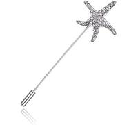 Silver Long Pin Brooch Starfish Ginkgo Biloba Lapel Pin Clothes Hats Bags Backpacks Accessories,Starfish Fashion with nice Novelty Brooches and Pins