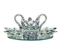 Silver Lotus with Twin Swan Sparkle Ornament Bling Crushed Diamond Gift | CRYSTALLIZED Twin Swan & Lotus|Handmade Craft | Crushed Diamond Display | Wedding Anniversary, Birthday Present, Home Decor