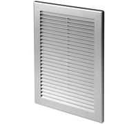 Silver Louvred Wall Vent Grille with Flyscreen and Screw Caps, 150 x 310 mm, Air Ventilation Duct Cover with Anti-Insect Mesh and Flat Back, Tough and Durable ABS Plastic