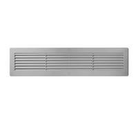 Silver Louvred Wall Vent Grille with Flyscreen and Screw Caps, 460 x 110 mm, Air Ventilation Duct Cover with Anti-Insect Mesh and Flat Back, Tough and Durable ABS Plastic