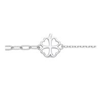 Silver Love Heart 4 Leaf Clover Rolo Charm Bracelet 2mm 6.5 + 1" - GVB538 Jewelco London White One Size