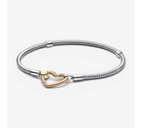 Silver Love Heart Bracelet Multi Snake Chain Sparkling Disc Mouse Clasp Bangle
