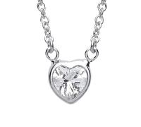 Silver Love Heart CZ Love Heart Charm Necklace 17 inch - GVK153 Jewelco London White One Size
