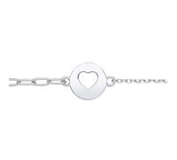 Silver Love Heart Round Disc Tag Charm Bracelet 2mm 7 + 1 inch - GVB539 Jewelco London White One Size