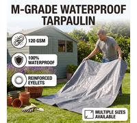 Silver M-Grade Tarpaulin 120gsm Heavy Duty Waterproof Reinforced Cover