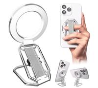 Silver Magnetic Phone Grip for Mag Safe Use at Home Work Travel, Grip with Extra Finger Support Ring, Stable Kickstand for Hands-Free Viewing, 20PCs N52 Strong Magnet, Wireless Charging Compatible