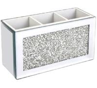 Silver Makeup Box Crush Jewel Crystal Jewellery Organiser box Crushed Diamond Chest Box Jewelry Women Trinket Drawers Makeup Container Dressing Table - Lenght - 25cm