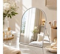 Silver Makeup Mirror Arched Vanity Mirror Large Cosmetic Vanity Mirror Metal Frame with Stand 360° Swivel & Adjustable HD Definition Countertop Tabletop Mirrors for Vanity Dresser, Bedroom, Desk