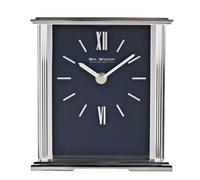 Silver Mantel Clock Navy Face Wm Widdop W2941