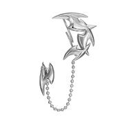 Silver Matte Dagger Shape Linked Tassel Earrings Avant Garde Punk Drop Jewellery for Music Festival Street Casual Outfits