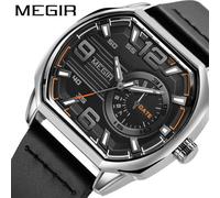 (Silver) MEGIR 2022 Business Watches for Men Top Brand Luxury Stylish Man Watch Military Quartz Clocks Luminous