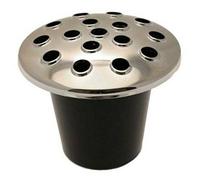 SILVER MEMORIAL GRAVE VASE, GRAVE POT, SILVER TOP PLASTIC CONTAINER