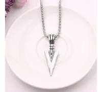 (silver) Men's Design Matte Black Long Necklace With Arrow Pendant Jewelry Chain Hip Hop Punk Rock Christmas Halloween Gift
