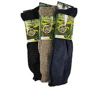 Silver® Mens 3 or 6 Pairs Welly Wellies Boots Socks Long Wellington Warm Liners Easy Grip Wool Mix Calf Socks for Camping Gardening Size UK 6-11 (3 Pairs of Assorted Colours, One Size)